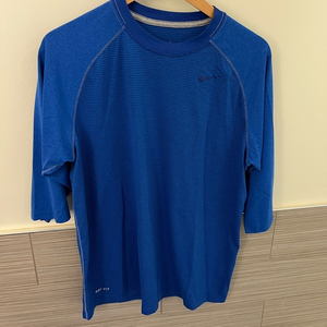 Nike‎ Mens Dri-FIT 3/4 Sleeve Ribbed Training Shirt Royal Blue Large Raglan Tee